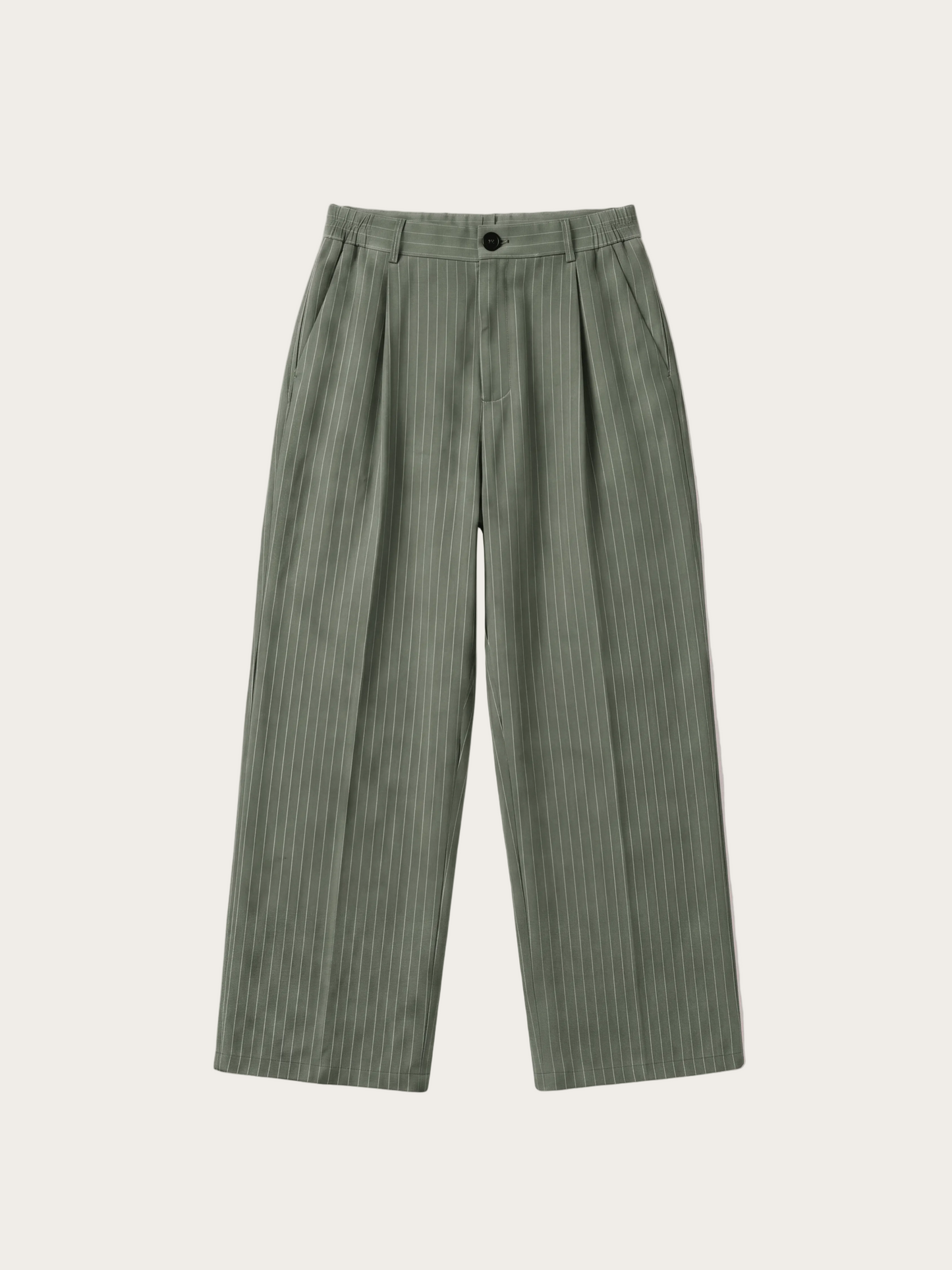 Unisex Olive Wide-Leg Striped Trousers