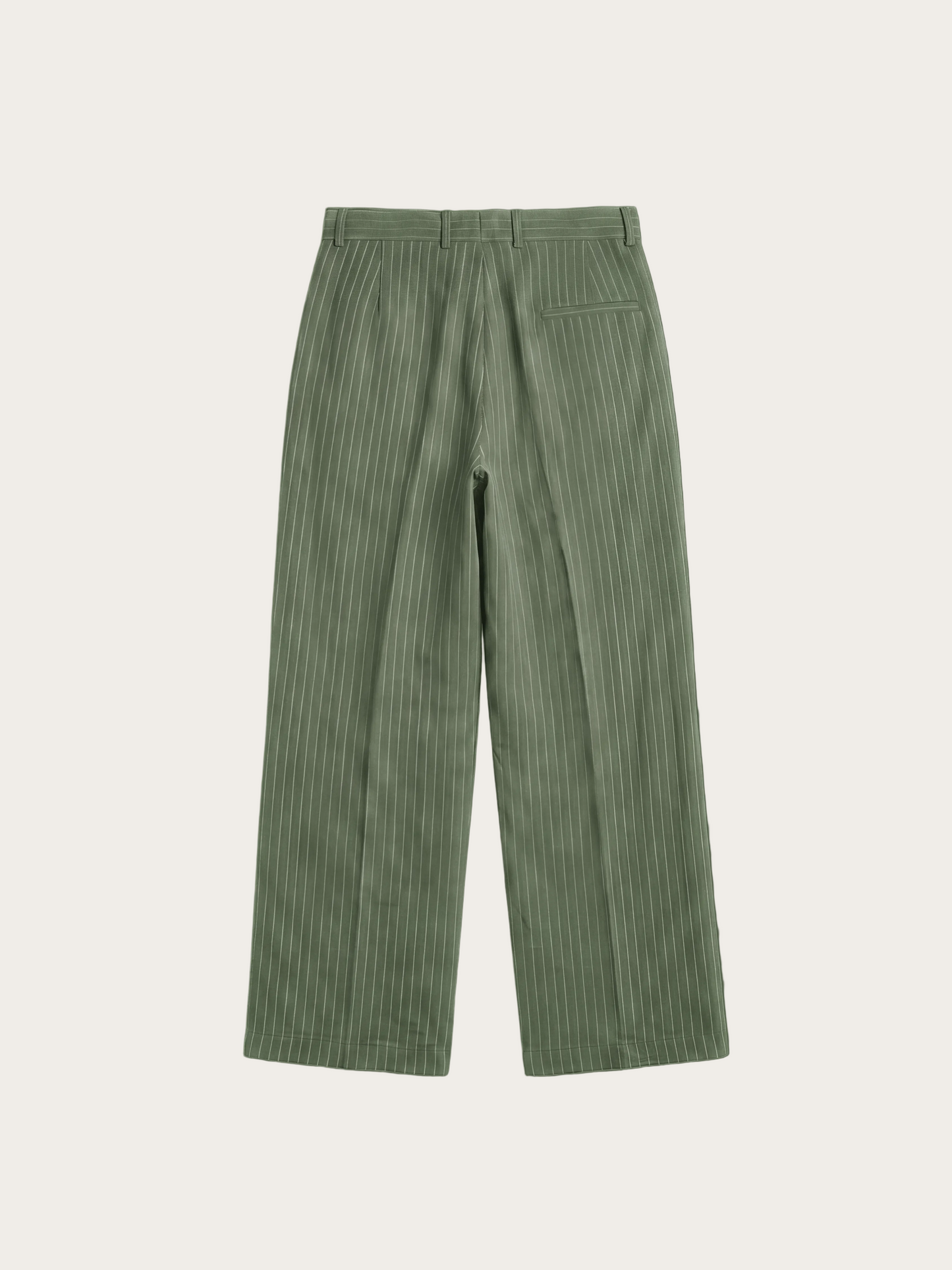 Unisex Olive Wide-Leg Striped Trousers