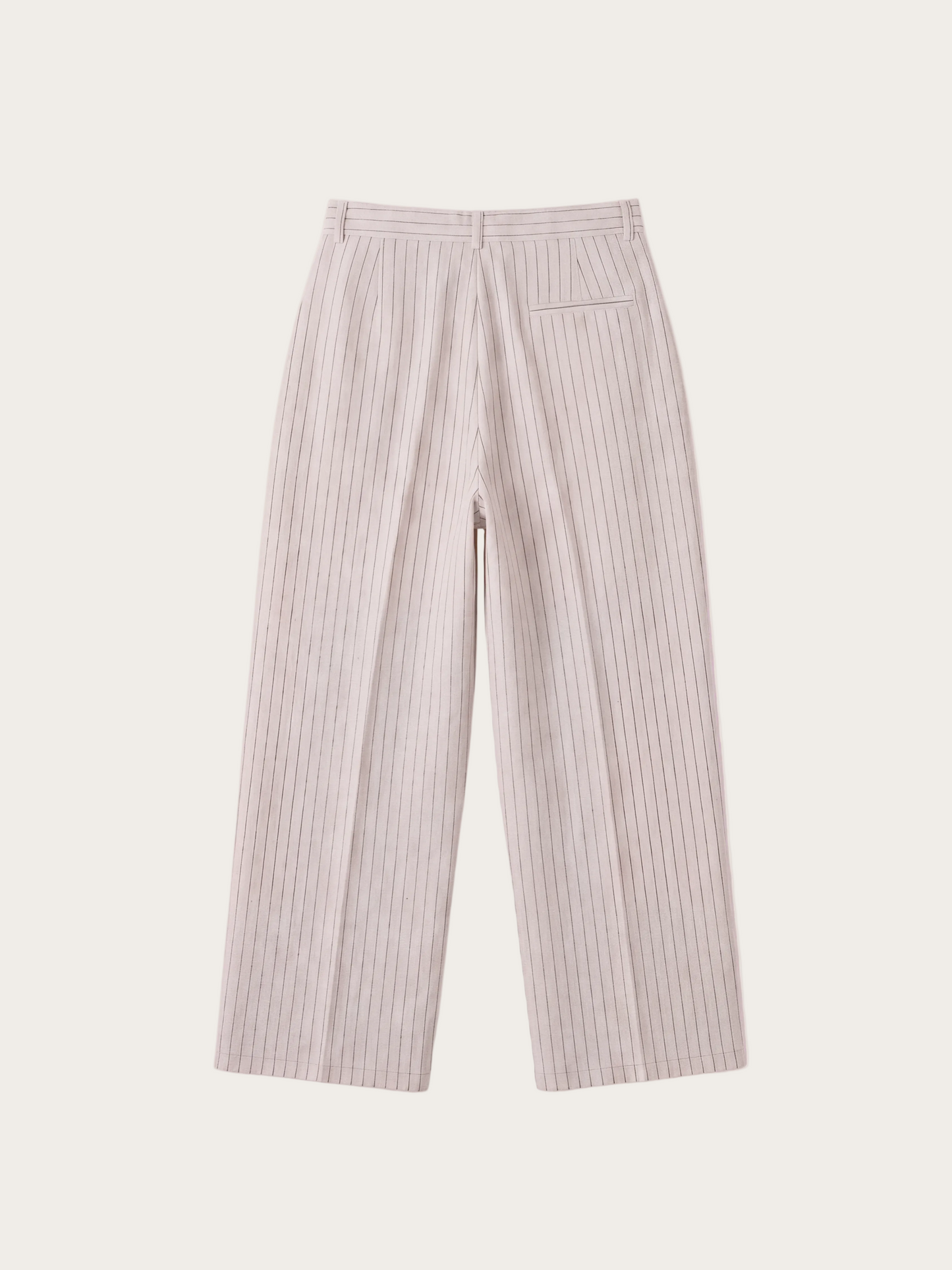 Unisex Beige Wide-Leg Striped Trousers